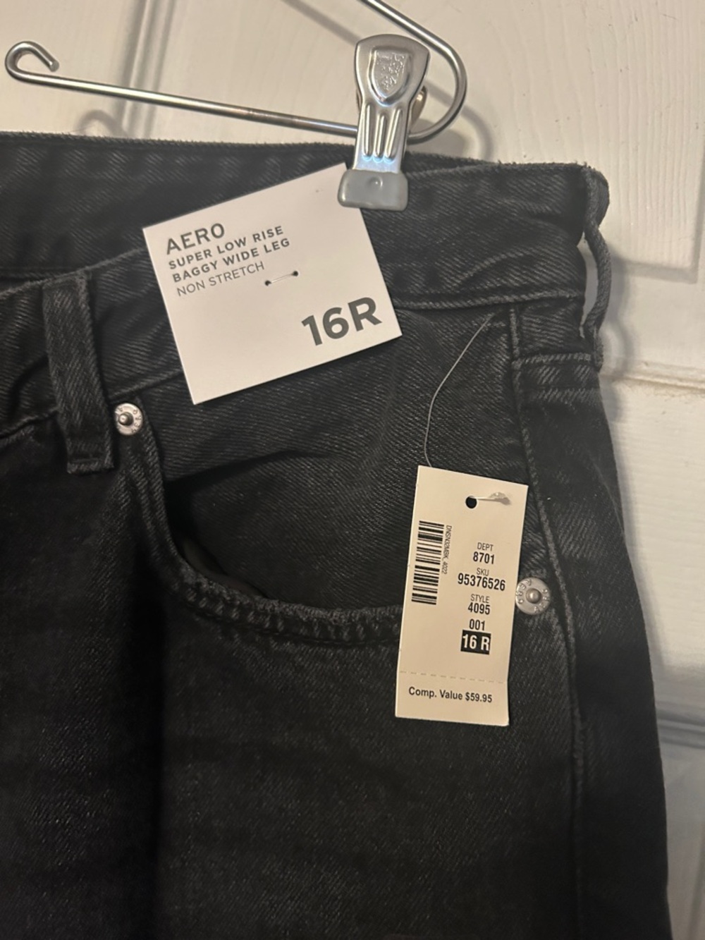 Aeropostale Black Super Low Rise Baggy Wide Leg Jeans